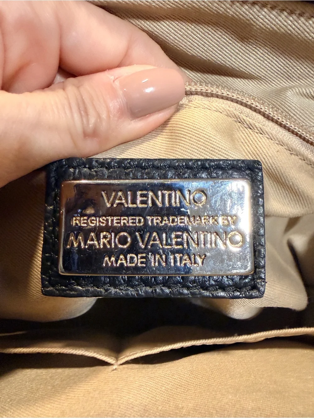 Mario Valentino Black Leather Studded V Logo Satchel Made in Italy